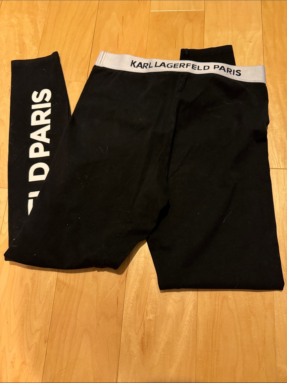 Karl Lagerfeld Black Leggings with White Logo Stripe - Picture 5 of 5